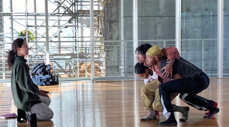 In the High Museum of Art Dance Lab space, choreographer Mamiko Usuda rehearses the work she created during the 2024 Dance Canvas residency, which culminates in performances at Ferst Center for the Arts through March 23.