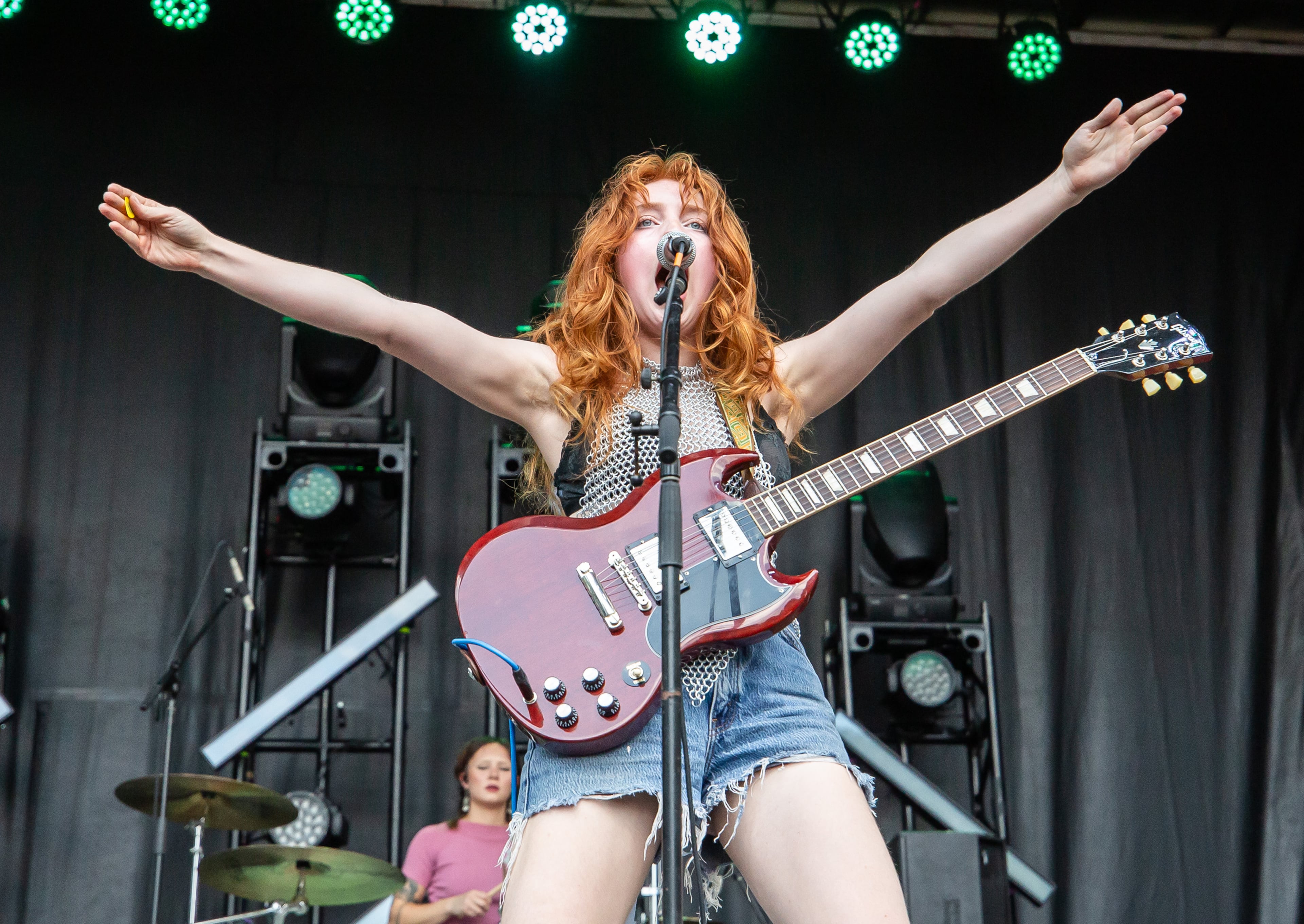Die Spitz brings its unruly brand of punk rock to the Shaky Knees Music Festival on Saturday, Sept. 20, 2025, at Piedmont Park in Atlanta. (Ryan Fleisher for the AJC)