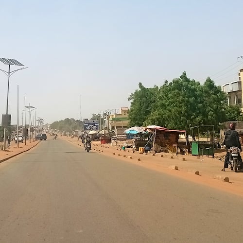 FILE - Motorcyclist ride along a street in Niamey, Niger, Thursday, June 18, 2026. (AP Photo, file)