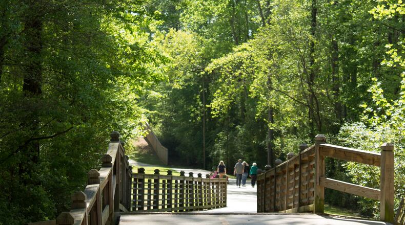 Gwinnett will provide $509,228 in SPLOST funds toward the approximately $900,000 needed to replace the Camp Creek Parkway trail’s wooden bridge between Main Street and Lions Club Park. Courtesy City of Lilburn
