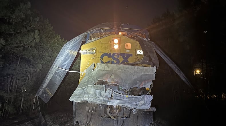 A train ran into a tractor-trailer in South Fulton on Monday night.