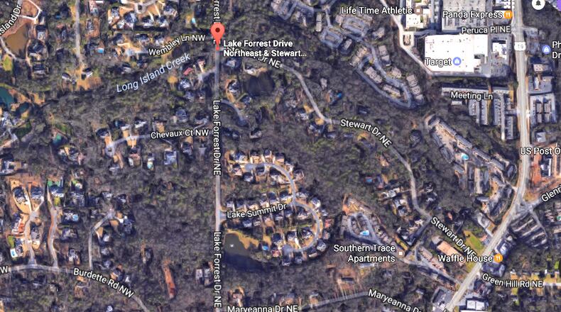 Lake Forrest Drive in south Sandy Springs has been reopened to traffic after city crews attended to an unstable slope. GOOGLE MAPS