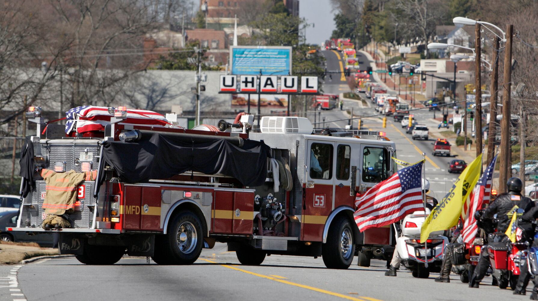 Services for Marietta firefighter Lonnie Lee Nutt at Roswell Street Baptist Church in Marietta