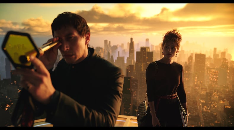 Adam Driver, left, and Nathalie Emmanuel in director Francis Ford Coppola’s "Megalopolis." (Courtesy American Zoetrope/Megalopolis/Mihai Malaimare Jr./TNS)