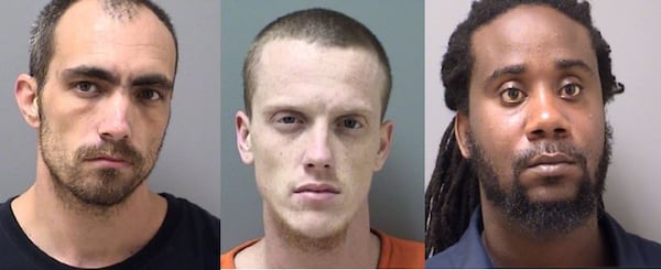 Joe Goldback, left, Brody Samples, Jeremy Ulysses Zellous (Credit: Cherokee County Sheriff's Office)