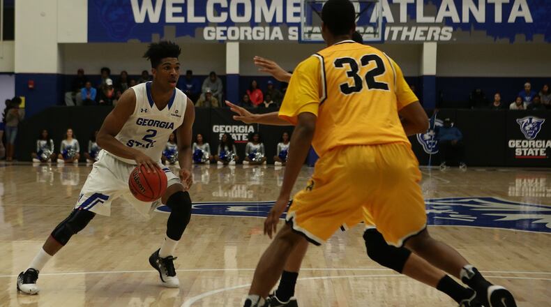 Georgia State guard Malik Benlevi (2) makes his way through the Appalachian State defense Monday, January 23, 2017. (HENRY TAYLOR / AJC file)