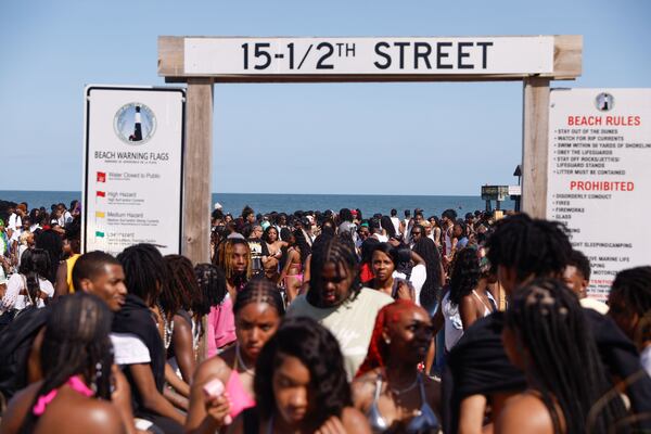 “This is what it’s supposed to be, a college spring break,” Todd Morrison, who operates the Rip Tide concessions at the pier and has witnessed every Orange Crush since 1996, said of the April 19, 2025, event. (Natrice Miller/ AJC)