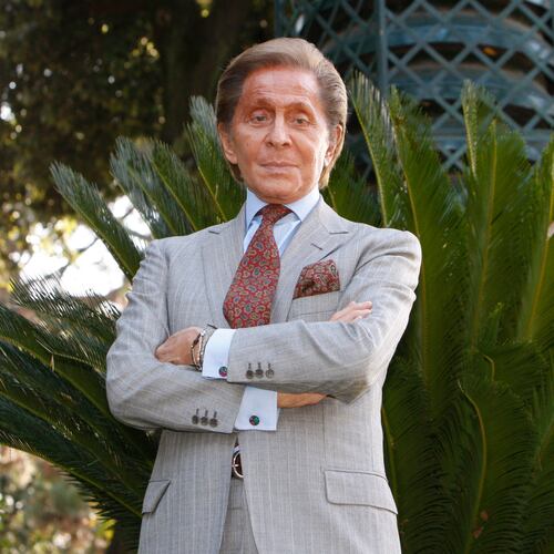 FILE - Fashion designer Valentino Garavani during a photo-call to present the documentary film "Valentino: The Last Emperor" in Rome, Monday, Nov. 16, 2009. (AP Photo/Alessandra Tarantino, File)