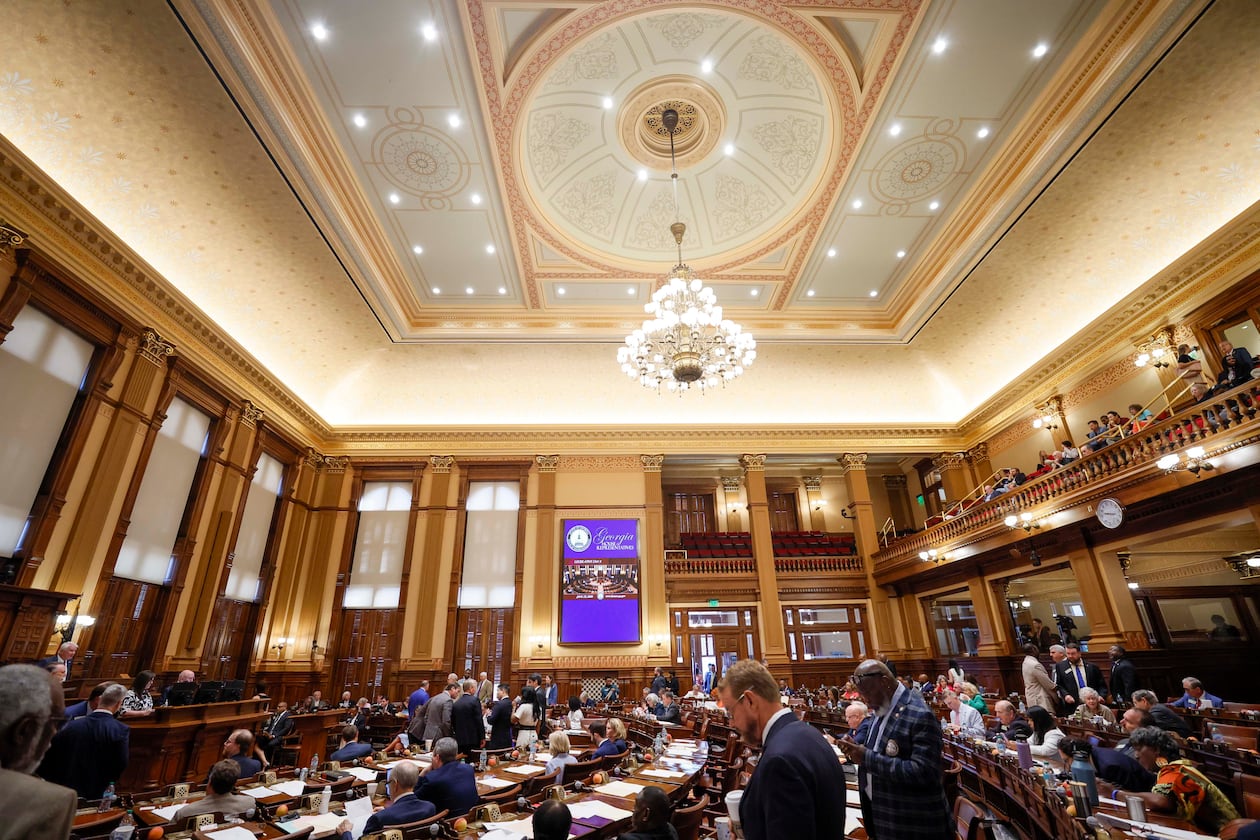 Members of the state House of Representatives at the start of the final day of a special legislative session at the Georgia Capitol in Atlanta on Tuesday. (Miguel Martinez/AJC)