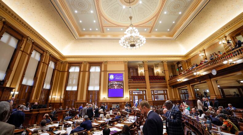 Members of the state House of Representatives at the start of the final day of a special legislative session at the Georgia Capitol in Atlanta on Tuesday. (Miguel Martinez/AJC)