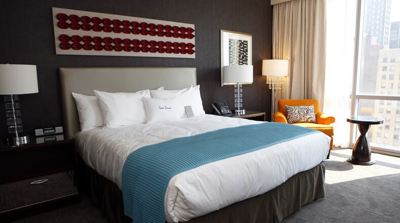 The bedroom area in a guest room at theWit (cq), a new hotel at 201 N. State St., Friday, May 22, 2009. (Michael Tercha/Chicago Tribune/TNS)