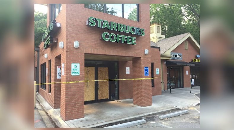 An Atlanta Starbucks will be closed indefinitely after a burglar broke inside and vandalized the building last weekend. (J.D. CAPELOUTO/JDCAPELOUTO@AJC.COM)