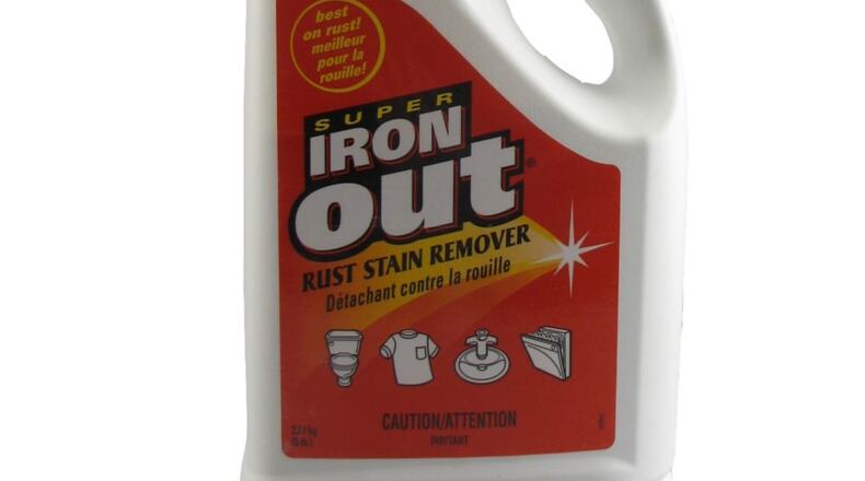 Iron Out rust stain remover gets rid of rust from laundry but it can be used all around the house.