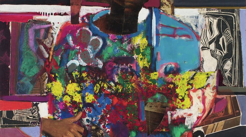 Artist and art historian David Driskell created this oil and collage work in 1972. He was influenced by the Black Arts Movement of the late 1960s and early 1970s, which emphasized themes tied to an appreciation of the African origins of Black Americans. Courtesy of DC Moore Gallery