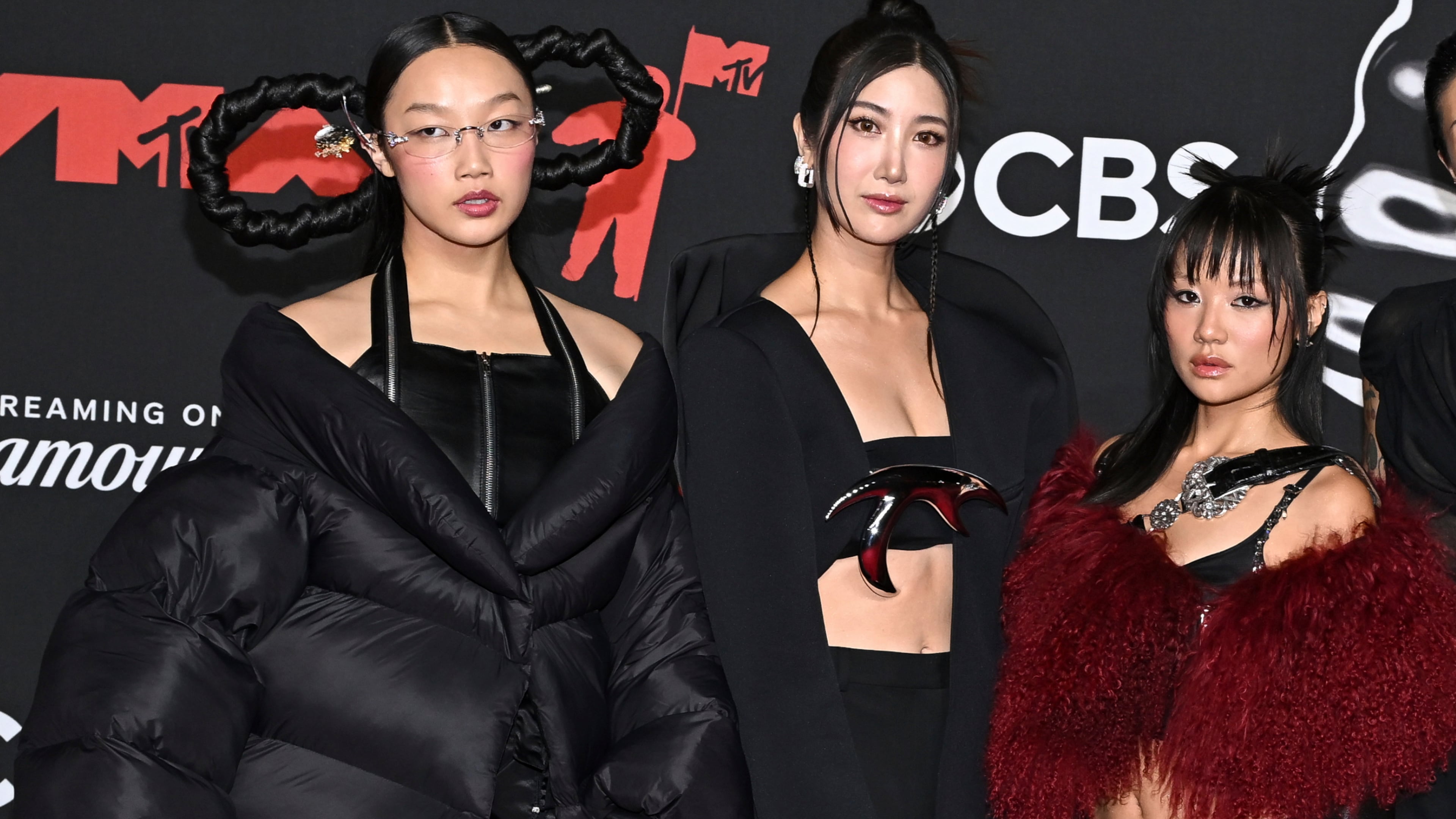 FILE - Audrey Nuna, from left, Ejae, and Rei Ami from "KPop Demon Hunters" appear at the MTV Video Music Awards in Elmont, N.Y., on Sept. 7, 2025. (Photo by Evan Agostini/Invision/AP, File)