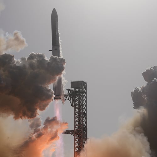 SpaceX's mega rocket Starship lifts off for a test flight from Starbase, Texas, Friday, July 24, 2026. (AP Photo/Eric Gay)