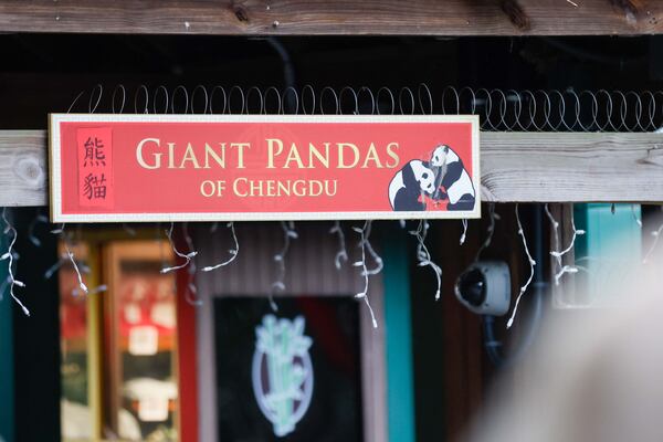 Signage outside the giant panda quarters at Zoo Atlanta still remains in November 2024, shortly after Yun Yun and Lang Lang were sent back to China after more than a quarter century at the zoo. (Miguel Martinez/AJC)