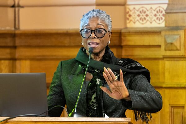Omotayo Alli, executive director of the Georgia Public Defender Council, spoke at a budget hearing at the Capitol in Atlanta on Wednesday. (Arvin Temkar/AJC)
