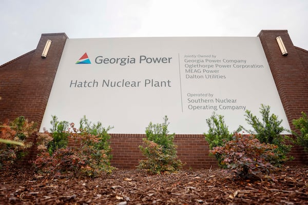 The entry sign of the Edwin I. Hatch Nuclear Power Plant is seen on Wednesday, April 22, 2026.
(Miguel Martinez/AJC)