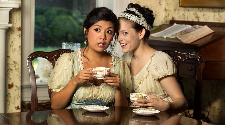 The Synchronicity Theatre production of “Sense and Sensibility” co-stars Shelli Delgado (left) and Jennifer Schottstaedt. CONTRIBUTED BY JERRY SIEGEL PHOTOGRAPHY