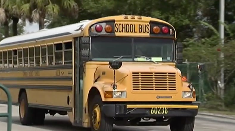 The Forsyth County School District said eight buses were vandalized over the weekend.