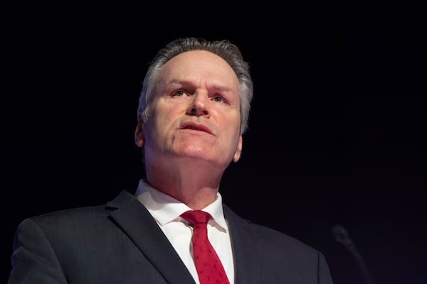 Alaska Gov. Mike Dunleavy speaks during the annual Alaska Sustainable Energy Conference on Tuesday, June 3, 2025, in Deadhorse, Alaska. (AP Photo/Jenny Kane)