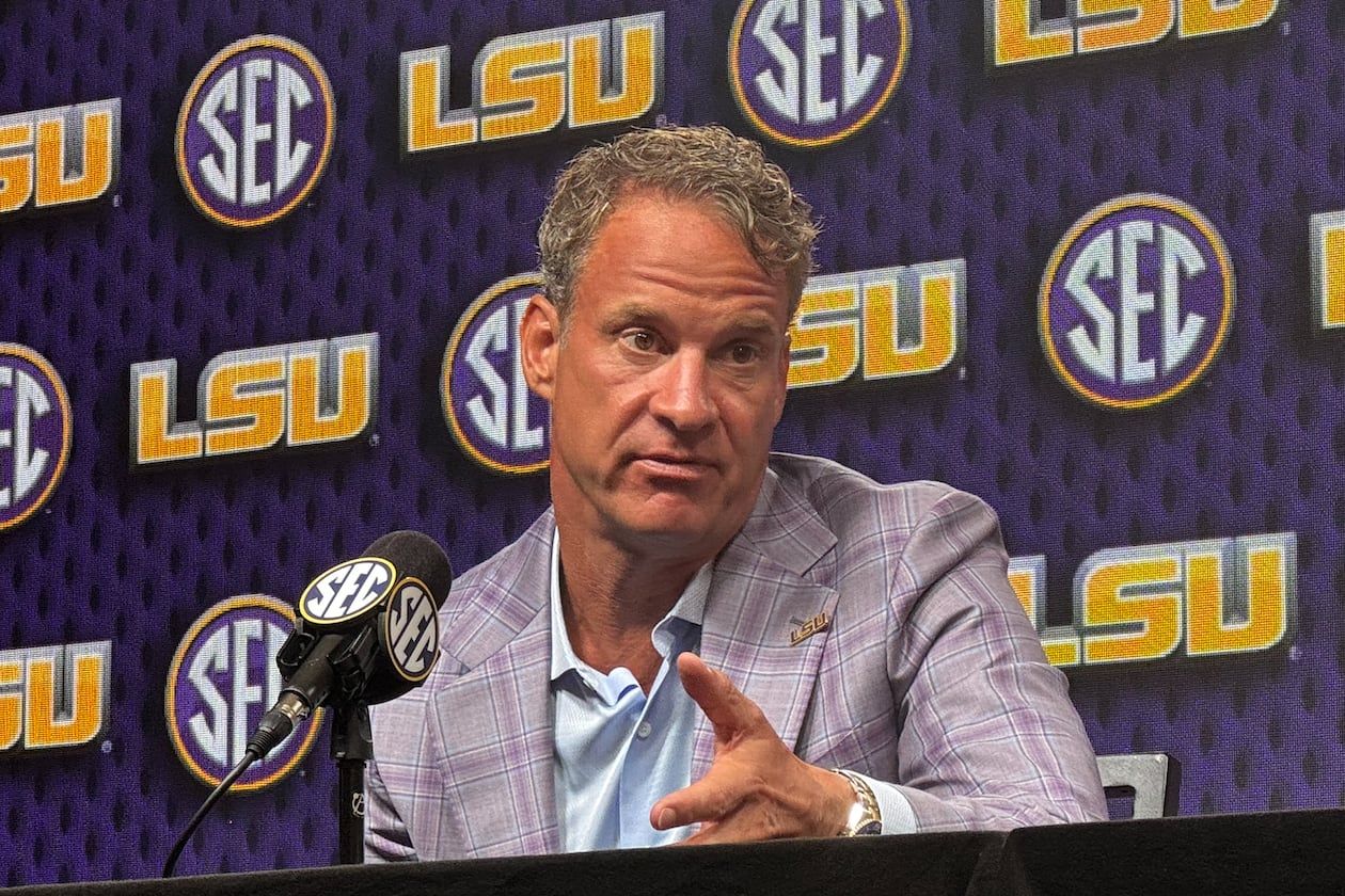 LSU coach Lane Kiffin had plenty to say about his decision to leave Ole Miss, pointing out he's already signed or gotten more 5-stars in one season than during his entire tenure with the Rebels. (Mike Griffith/AJC)