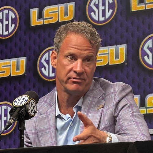 LSU coach Lane Kiffin had plenty to say about his decision to leave Ole Miss, pointing out he's already signed or gotten more 5-stars in one season than during his entire tenure with the Rebels. (Mike Griffith/AJC)