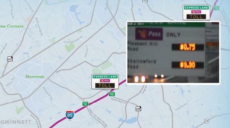 The State Road and Tollway Authority says it will charge motorists who used the I-85 express lanes Thursday morning just 10 cents a mile, not the unusually high rate motorists saw during their commute.