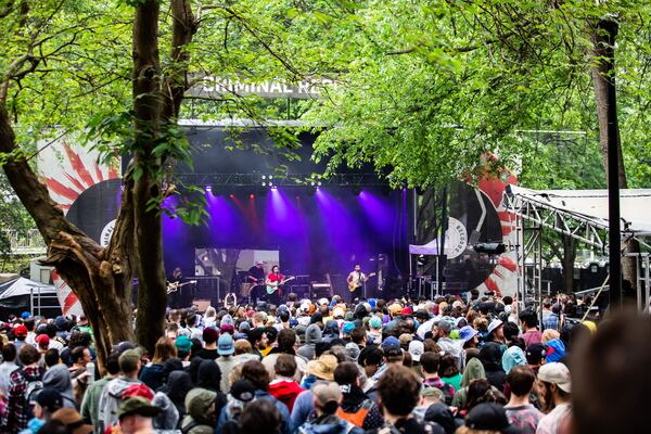 Illuminati Hotties perform on the Criminal Records stage on Friday May 5, 2023, at the Shaky Knees Music Festival in Atlanta's Central Park. (RYAN FLEISHER FOR THE ATLANTA JOURNAL-CONSTITUTION)
 