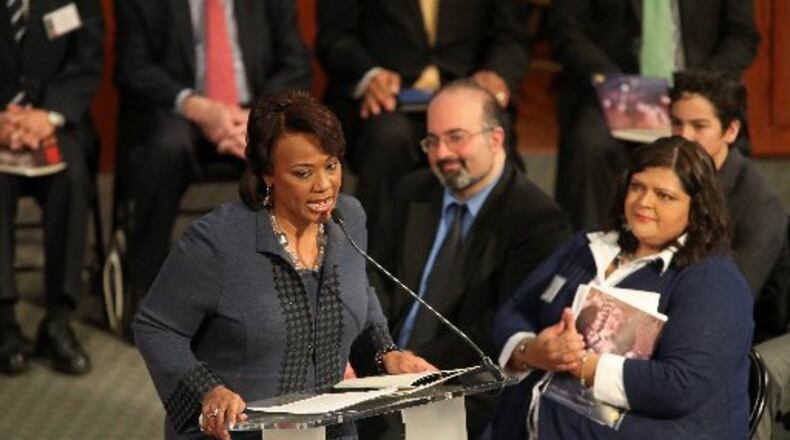 Bernice King praises fifth Congressional district at King celebration on Monday. (PHOTO / JASON GETZ)