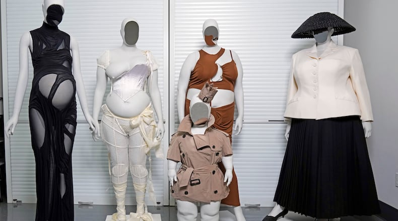 Mannequins are pictured during preparations for the Met Gala exhibit "Costume Art" on Tuesday, April 14, 2026, in New York. (Photo by Charles Sykes/Invision/AP)