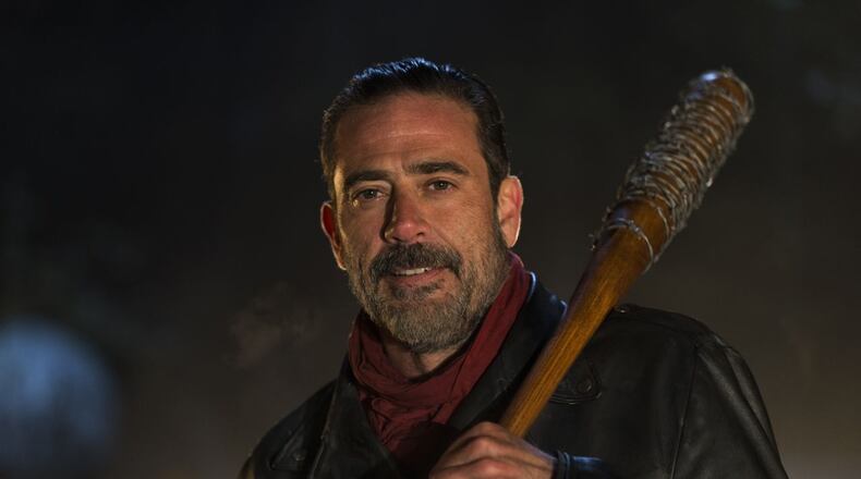 Jeffrey Dean Morgan as Negan made his introduction in the final minutes of the season 6 finale of 'The Walking Dead." CREDIT: AMC
