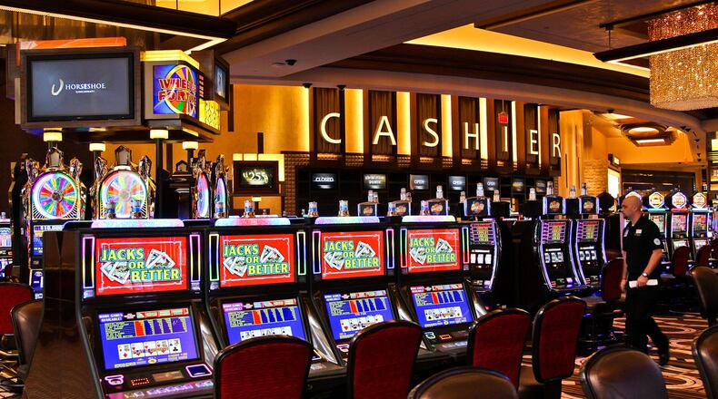 Slot machines on the casino floor inside the Horseshoe Casino in downtown Cincinnati Tuesday, Feb. 26, 2013. File photo.