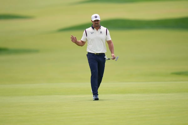 Bryson DeChambeau walks down the 12th fairway during the second round of the U.S. Open golf tournament at Oakmont Country Club Friday, June 13, 2025, in Oakmont, Pa. (AP Photo/Seth Wenig)