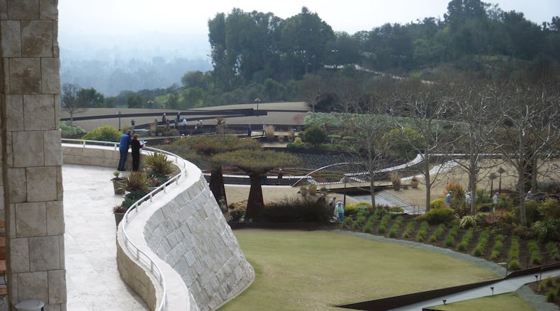The Getty Center’s grounds in Los Angeles, Calif., include terraces and balconies that afford great views. (Judith Evans/St. Louis Post-Dispatch/TNS)