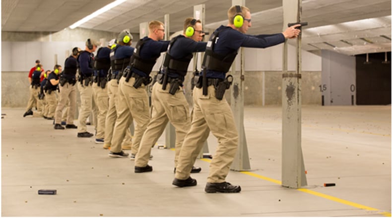 Gwinnett County Police Department recruits train with firearms. The department welcomed its 100th academy Monday.