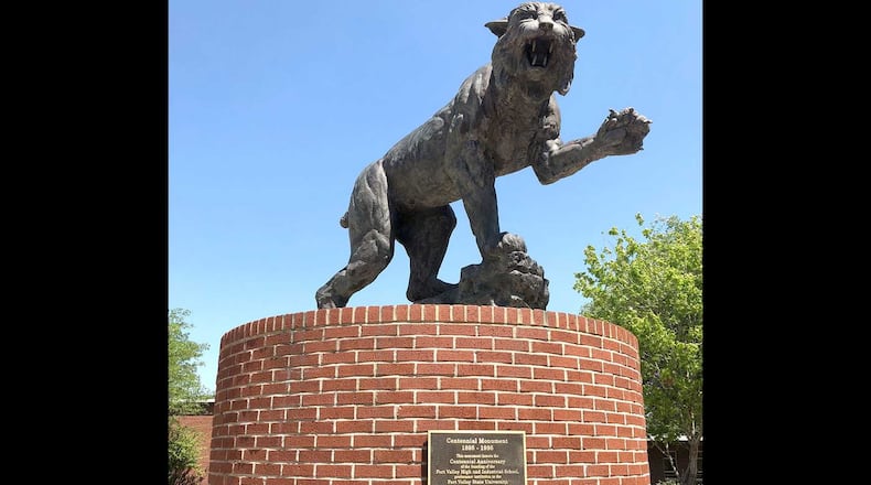 This statue representing Fort Valley State University's mascot, the wildcat, was erected in 1995 to celebrate the school's centennial anniversary. Ernie Suggs/ernie.suggs@ajc.com
