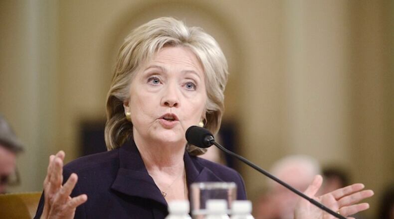 Former Secretary of State and Democratic presidential hopeful Hillary Clinton testifies before the House Select Committee on Benghazi on Capitol Hill in Washington, D.C., on Thursday, Oct. 22, 2015. (Olivier Douliery/Abaca Press/TNS)