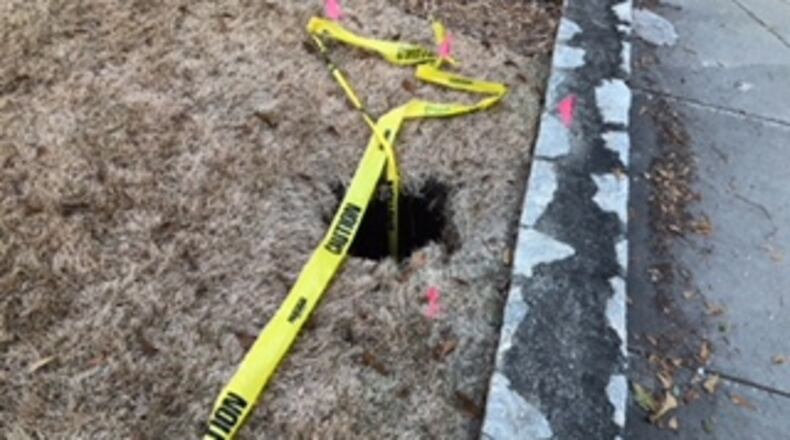 Diane and Roger Harris have been waiting months for this sinkhole to be repaired. Photo/ The Harrises.