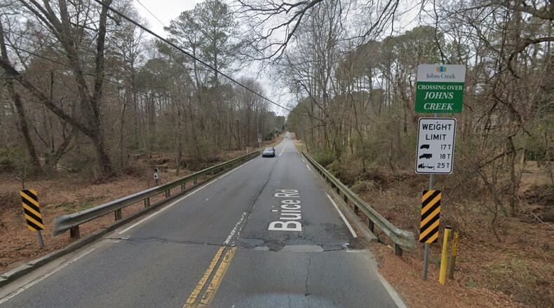 Johns Creek will be replacing the existing bridge on Buice Road over Johns Creek between Farmbrook Lane and Twingate Drive to help mitigate flooding upstream and road closures during heavy rainfall. (Google Maps)