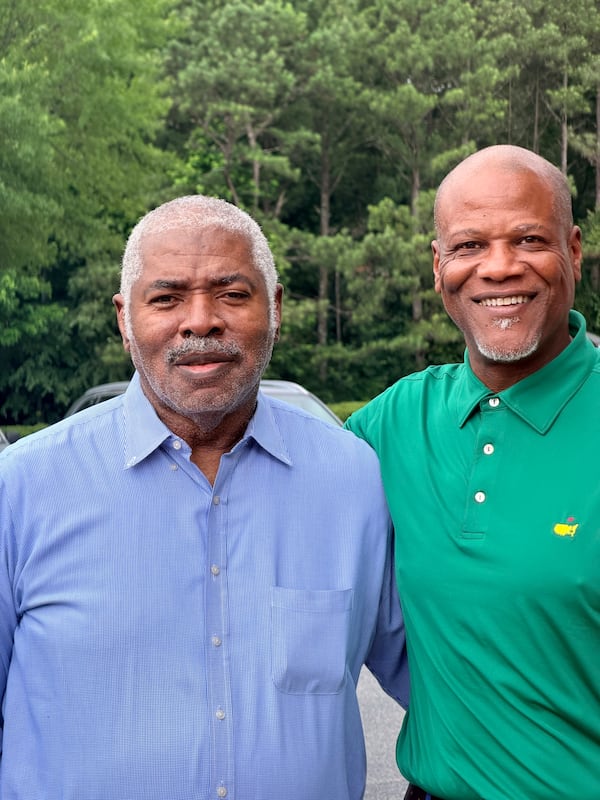 Thaddius Macon (right) pictured with his father Frederick Thompson. (Courtesy of Thaddius Macon)