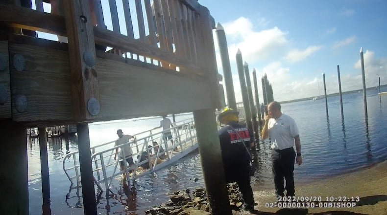 Bodycam footage shows the aftermath of a gangway collapse on Sept. 20, 2022, in St. Marys, Ga. (Courtesy of the city of St. Marys)