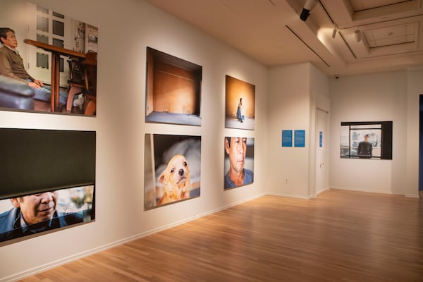 Shingo Kanagawa’s photo series "father" greets museumgoers at the entrance of "Compassion." (Isadora Pennington/Courtesy of ArtsATL)