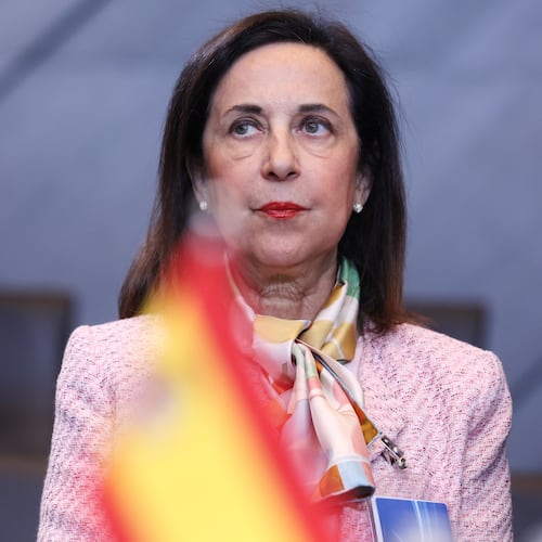 FILE - Spain's Defense Minister Margarita Robles waits for the start of a meeting of the North Atlantic Council in defense ministers format at NATO headquarters in Brussels, Wednesday, Oct. 15, 2025 (AP Photo/Omar Havana, file)