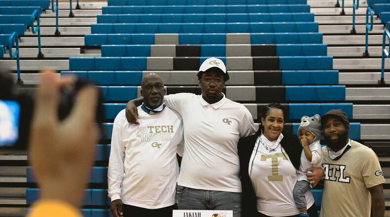 Westlake High offensive lineman and Georgia Tech signee Jakiah Leftwich at his signing day at Westlake Dec. 16, 2020. (Courtesy Jakiah Leftwich)