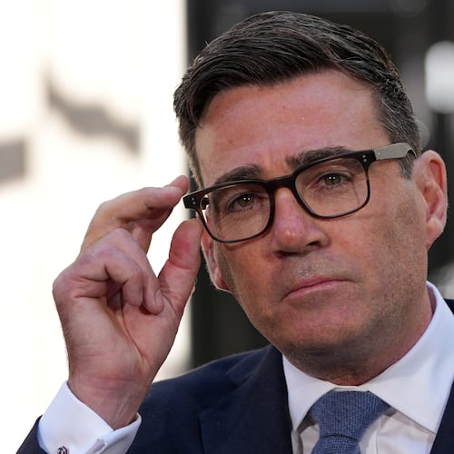 Britain's new Prime Minister Andy Burnham speaks to staff and media at 10 Downing Street in London, Monday, July 20, 2026.(AP Photo/Kirsty Wigglesworth)