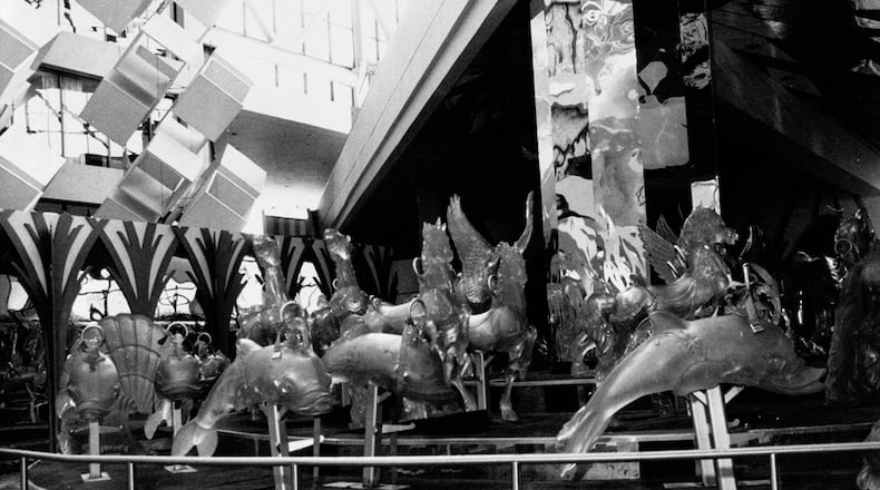 The park featured a carousel, a giant pinball machine ride and general psychedelic weirdness. Attendance was disappointing however and the park closed in November. (Kenneth Walker, AJC Collection at the GSU Archives, AJCP276-050i)