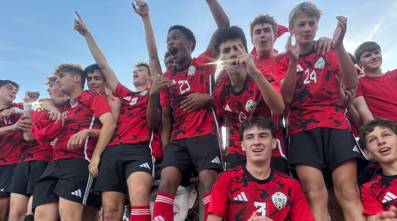 Georgia Military College Prep's boys soccer won its fourth state championship in seven seasons with a 3-1 defeat of Atkinson County on Friday, May 15, at Matthews Field in Thomaston, Georgia. (Jack Leo/AJC)