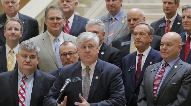 Georgia Senate leaders today at the state Capitol. BOB ANDRES / BANDRES@AJC.COM